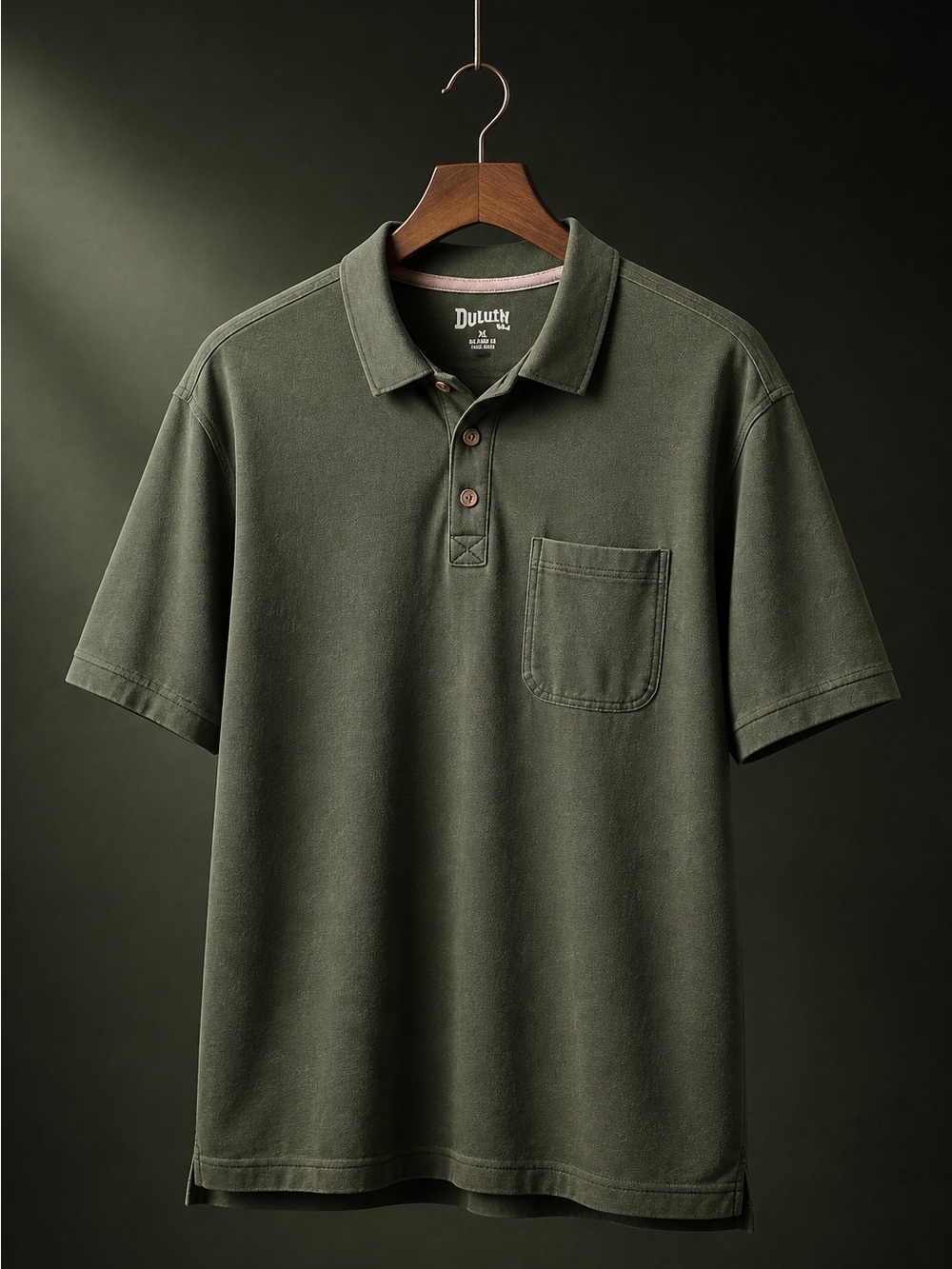 Duluth Trading Co Men's Olive Green Pocket Polo